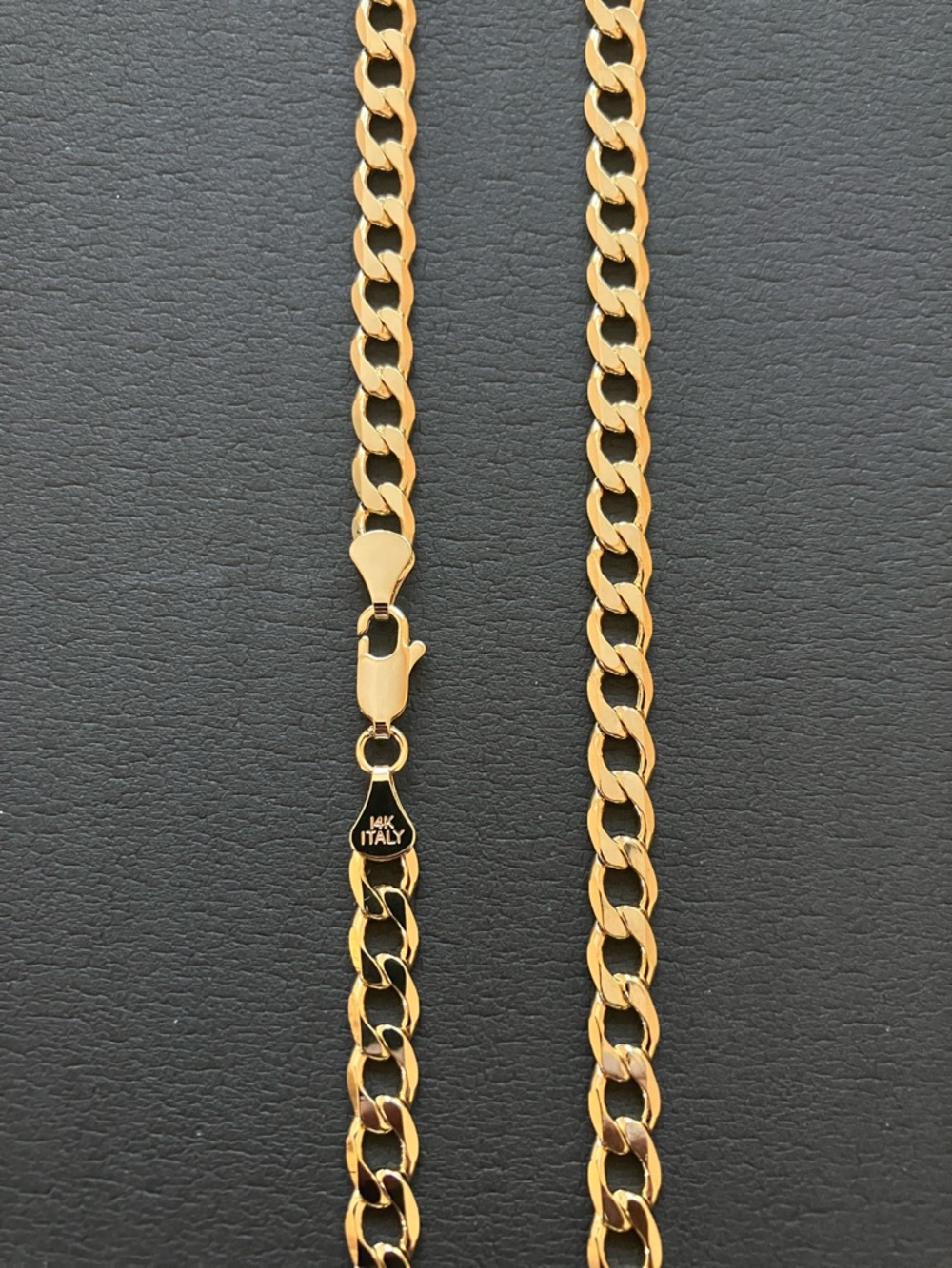Curb Chain Necklace 14K Yellow Gold Bonded 24” - Picture 7 of 7